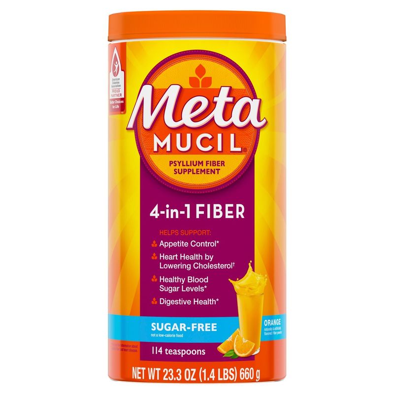 Metamucil Sugar-Free Orange 4-in-1 Psyllium Fiber Supplement, 23.3 oz