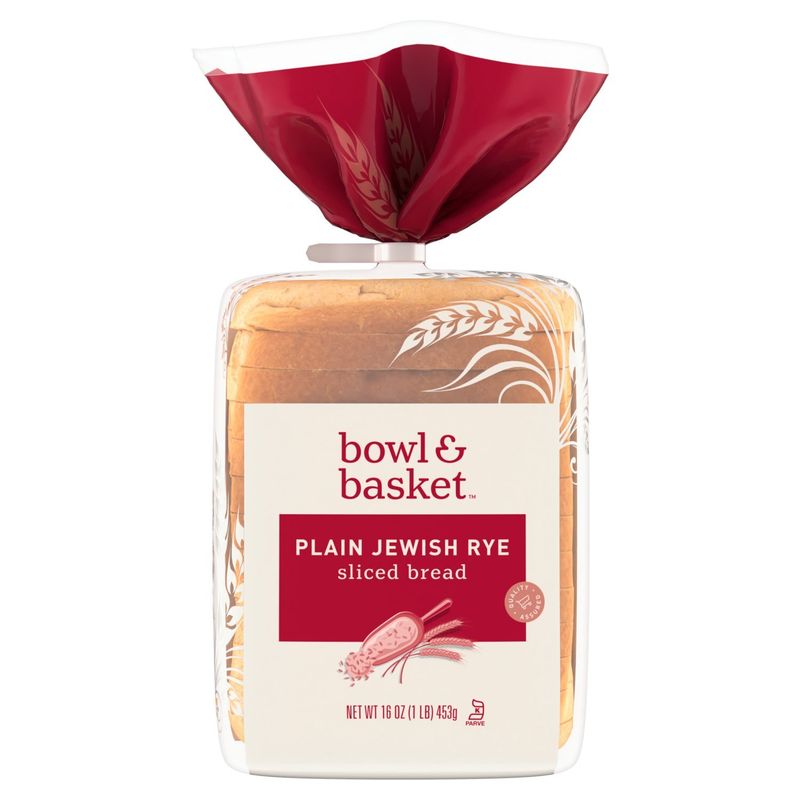 Bowl &amp; Basket Plain Jewish Rye Sliced Bread, 16 oz
