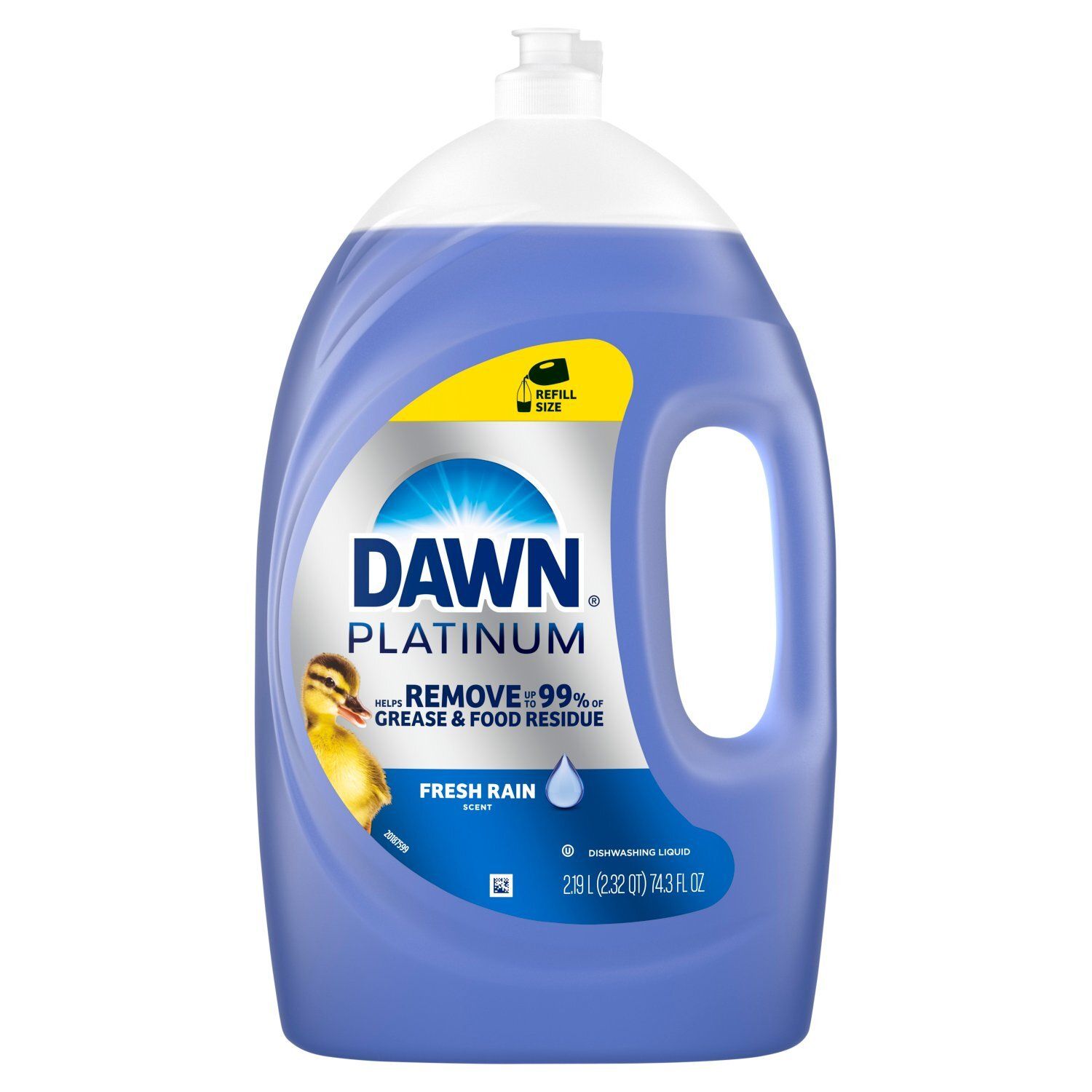 Dawn Platinum Fresh Rain Scent Dishwashing Liquid Refill Size, 74.3 fl oz