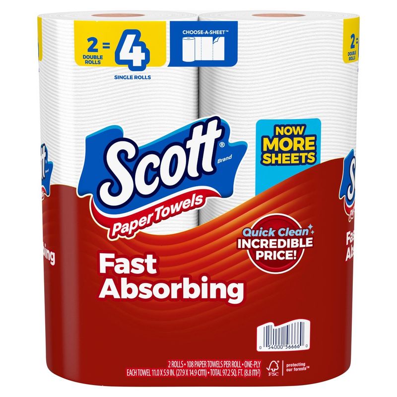 Scott Fast Absorbing Paper Towels, 2 count