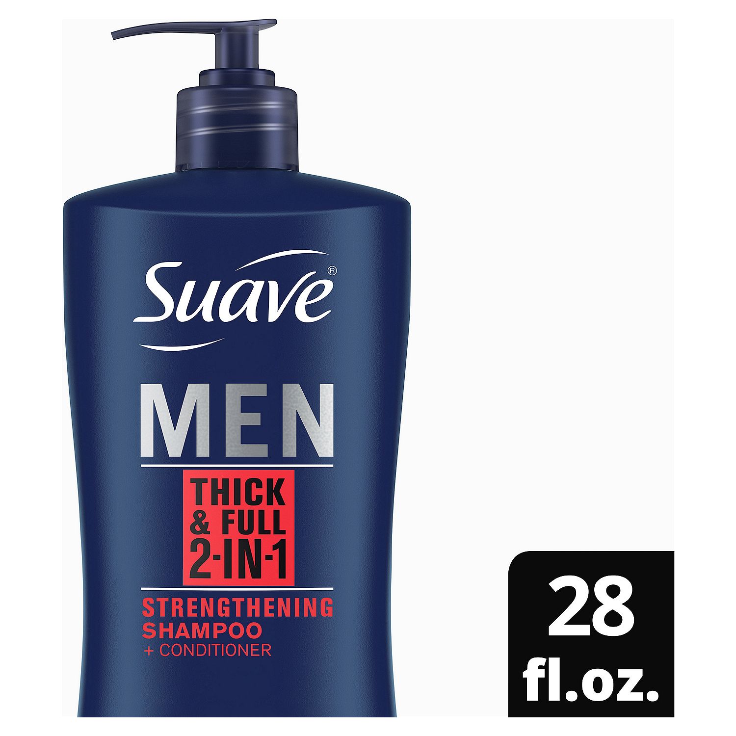 Suave Men 2-in-1 Thick &amp; Full Strengthening Shampoo + Conditioner, 28 fl oz