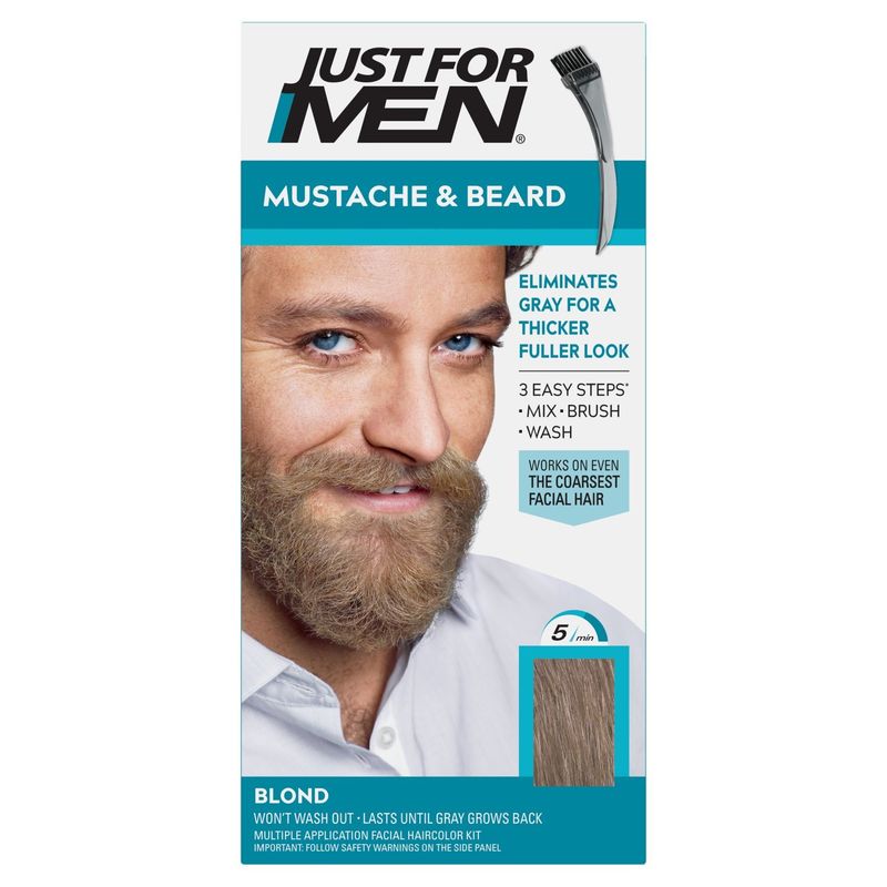 Just For Men Mustache &amp; Beard M-10/15 Blond Facial Haircolor Kit, Multiple Application