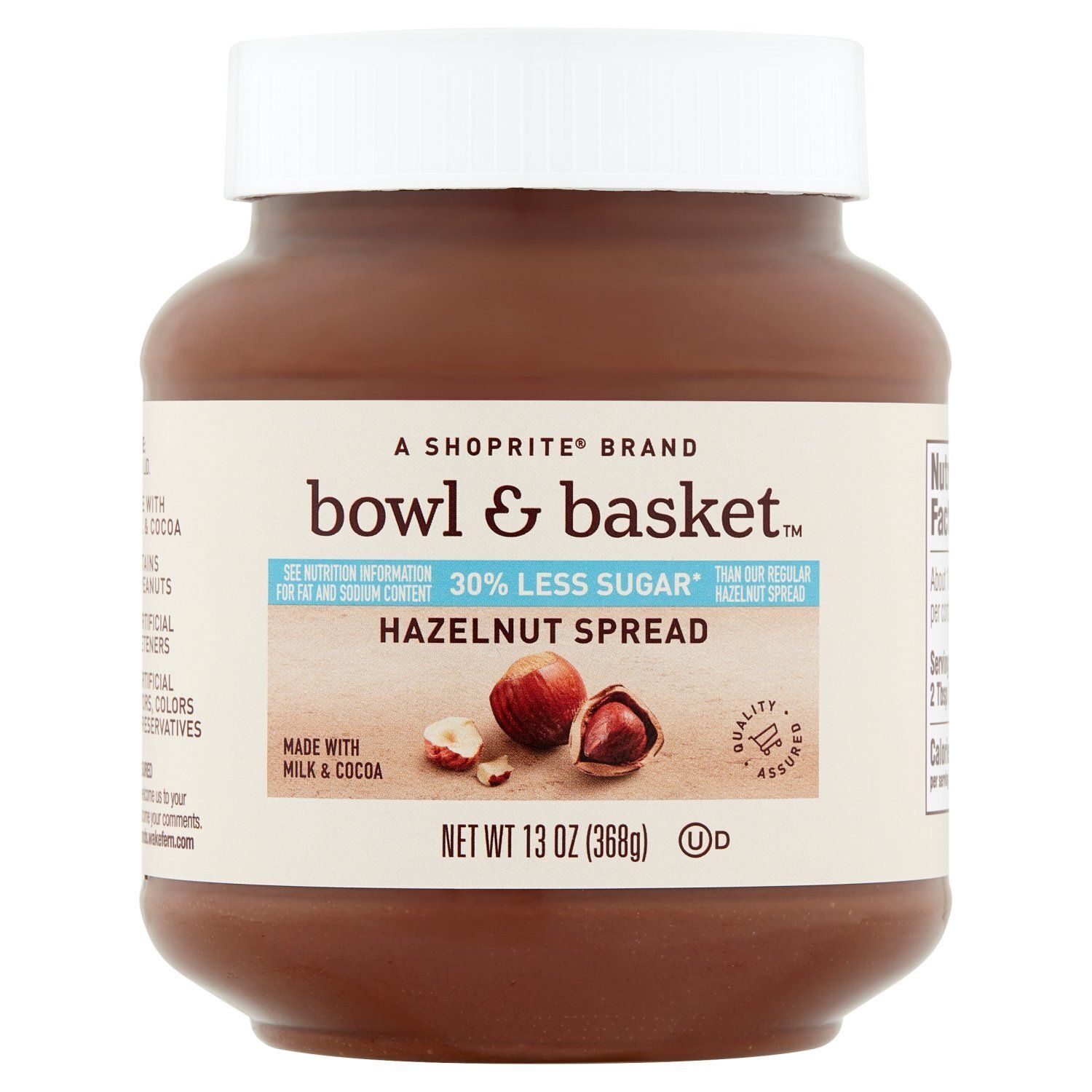 Bowl &amp; Basket 30% Less Sugar Hazelnut Spread, 13 oz