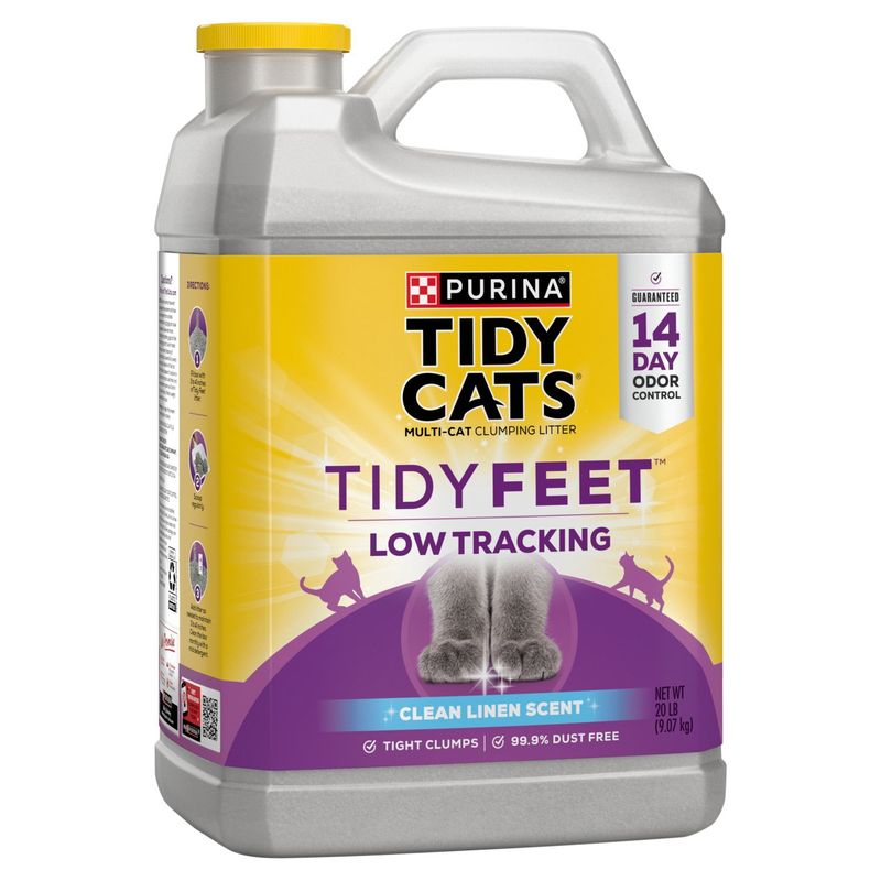Purina Tidy Cats Tidy Feet Low Tracking Clean Linen Scent Multi-Cat Clumping Litter, 20 lb