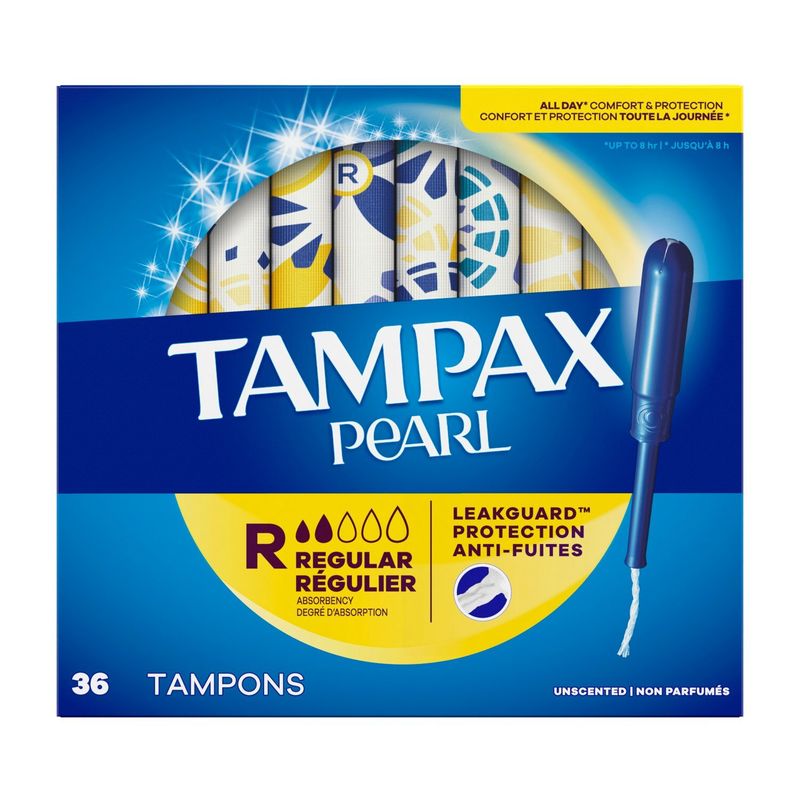 Tampax Pearl Regular Absorbency Unscented Tampons, 36 count