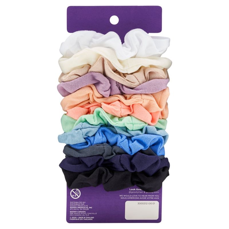 Goody Scrunchie Large Plain Cotton Soft Assorted, 12 count