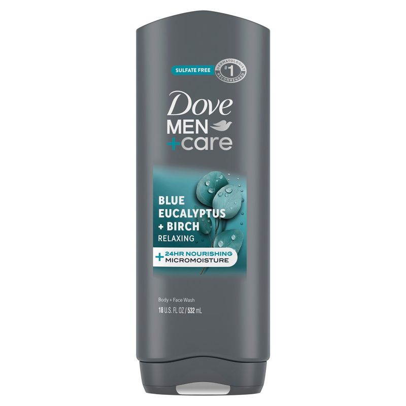 Dove Men+Care Blue Eucalyptus + Birch Relaxing Body + Face Wash, 18 fl oz