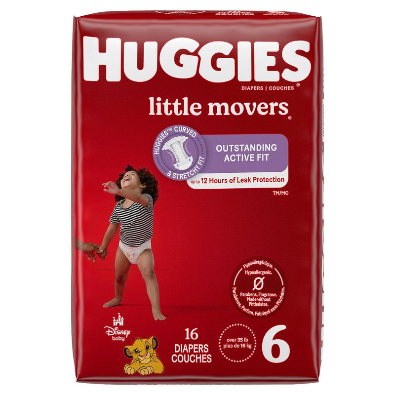 Huggies Little Movers Diapers, Size 6, Over 35 lb, 16 count