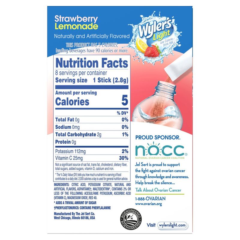 Wyler's Light Strawberry Lemonade Low Calorie Drink Mix, 8 count, 0.8 oz