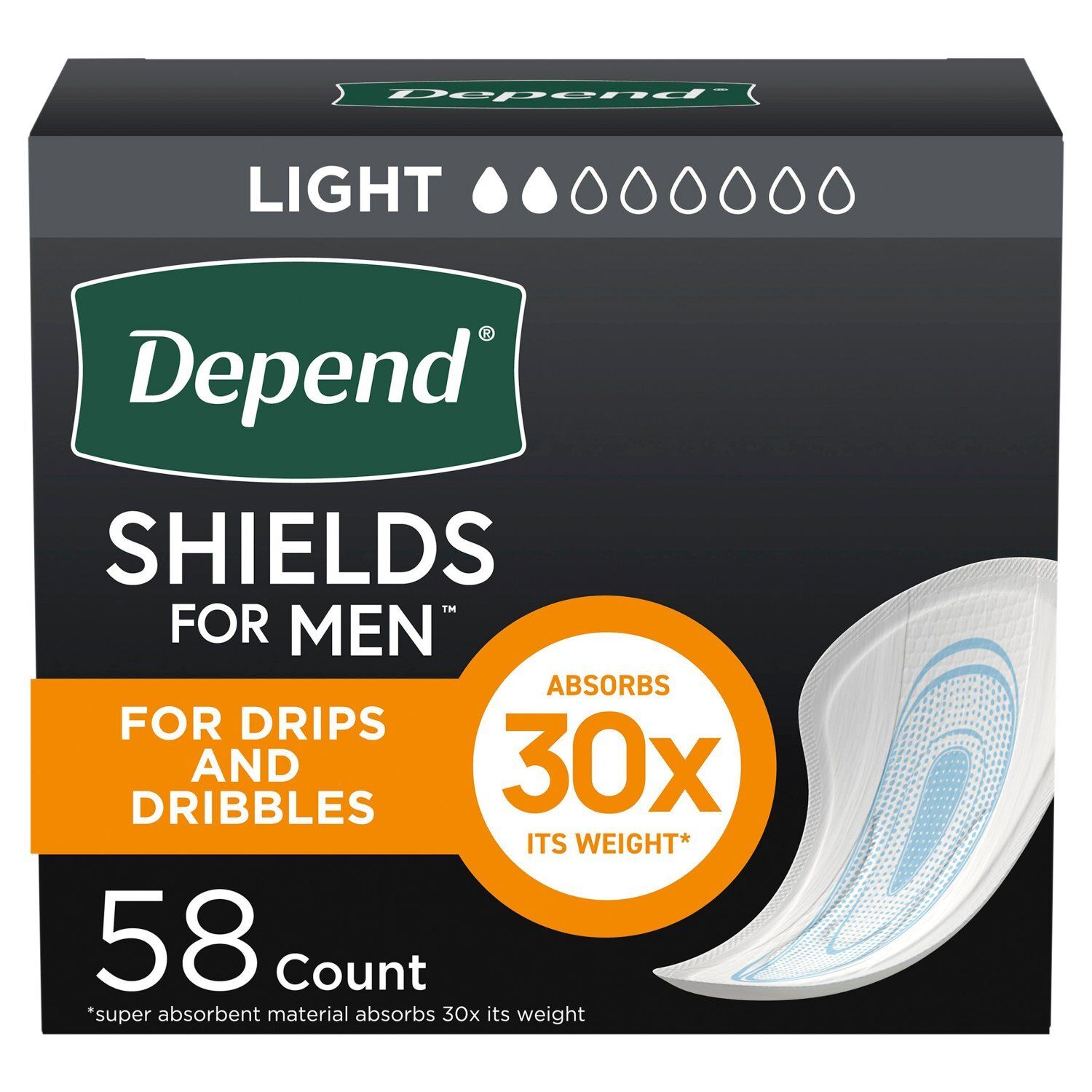 Depend Fresh Protection Light Shields for Men, 58 count