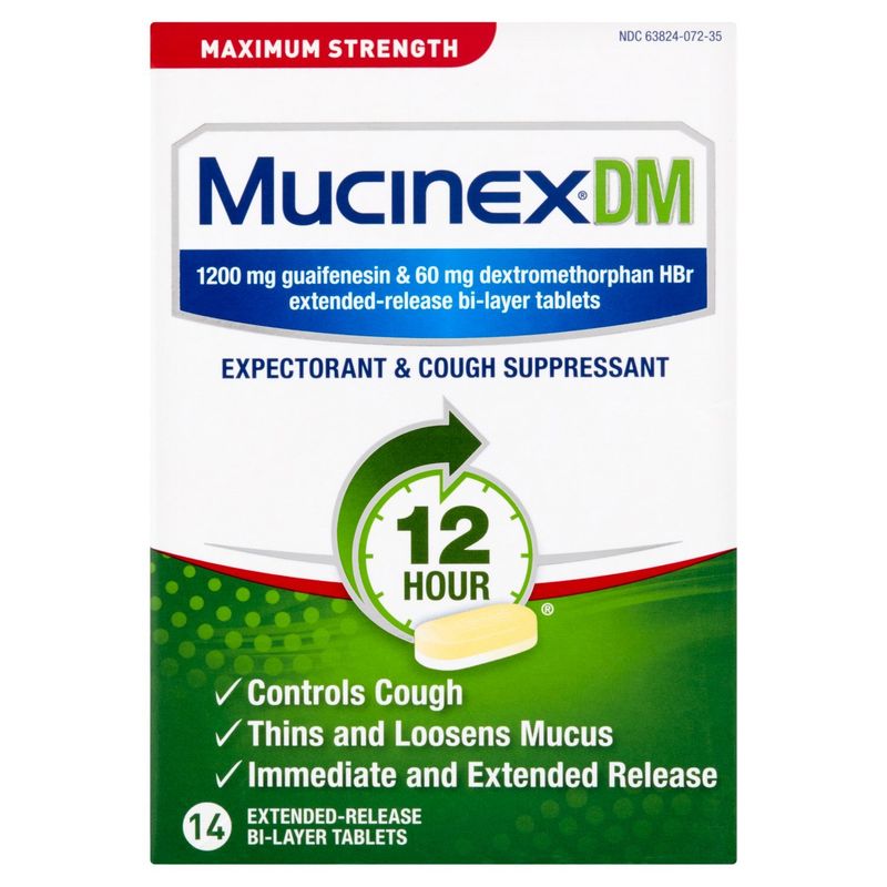 Mucinex DM Expectorant &amp; Cough Suppressant Extended-Release Bi-Layer Tablets, 1200 mg, 14 count