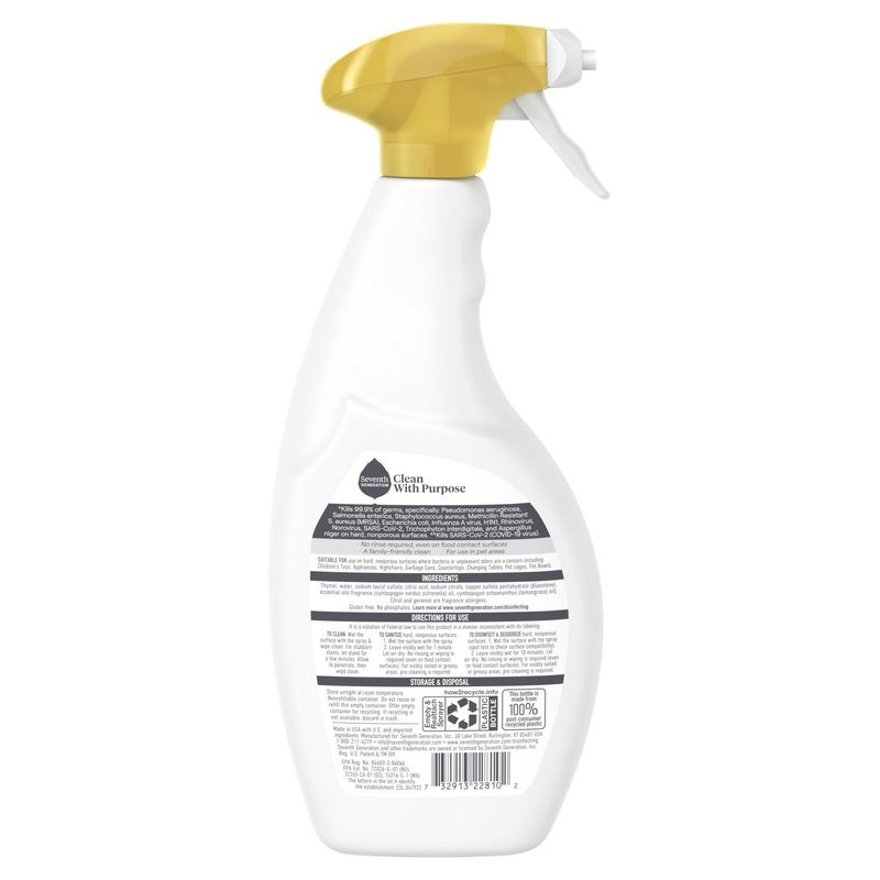 Seventh Generation Lemongrass Citrus Scent Disinfecting Multi-Surface Cleaner, 26 fl oz