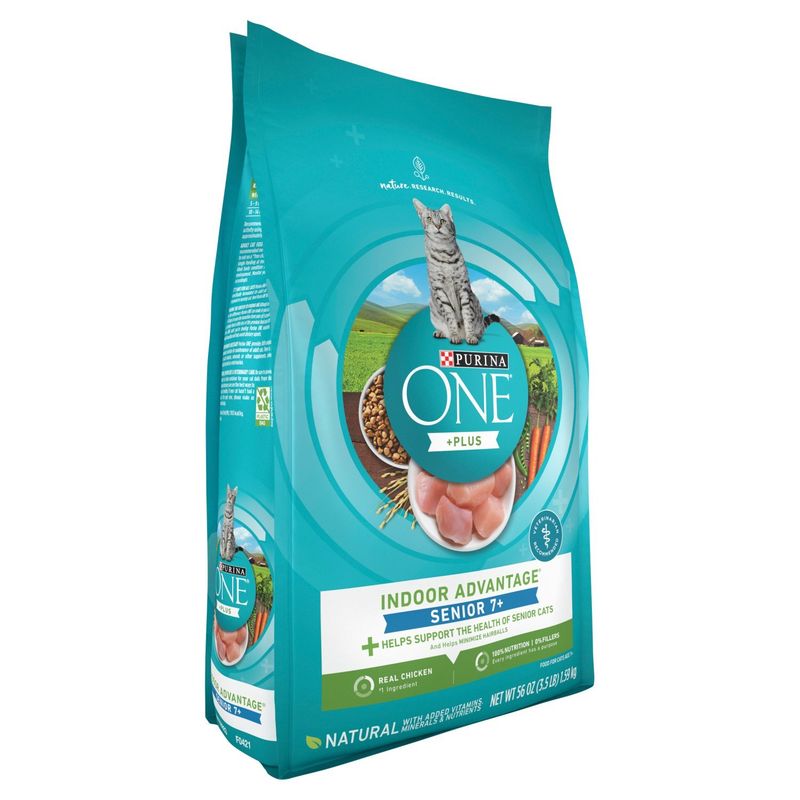 Purina ONE +Plus Indoor Advantage Senior Food for Cats, Age 7+, 56 oz