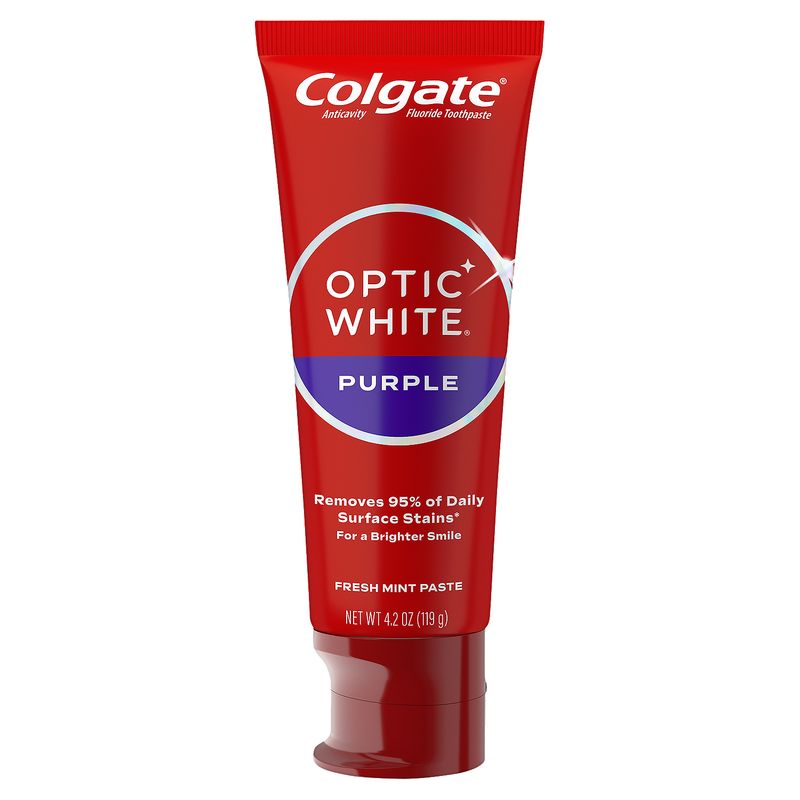 Colgate Optic White Purple Fresh Mint Anticavity Fluoride Toothpaste, 4.2 oz