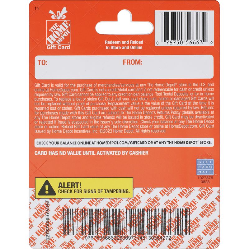 Home Depot $100 Gift Card