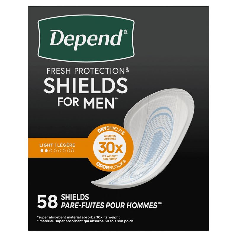 Depend Fresh Protection Light Shields for Men, 58 count