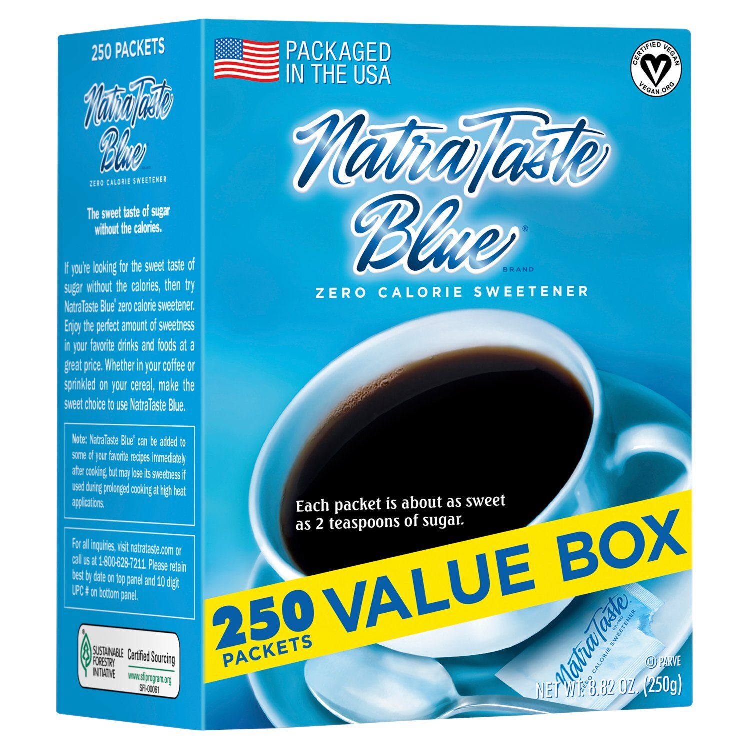 NatraTaste Blue Zero Calorie Sweetener Value Box, 250 count, 8.82 oz
