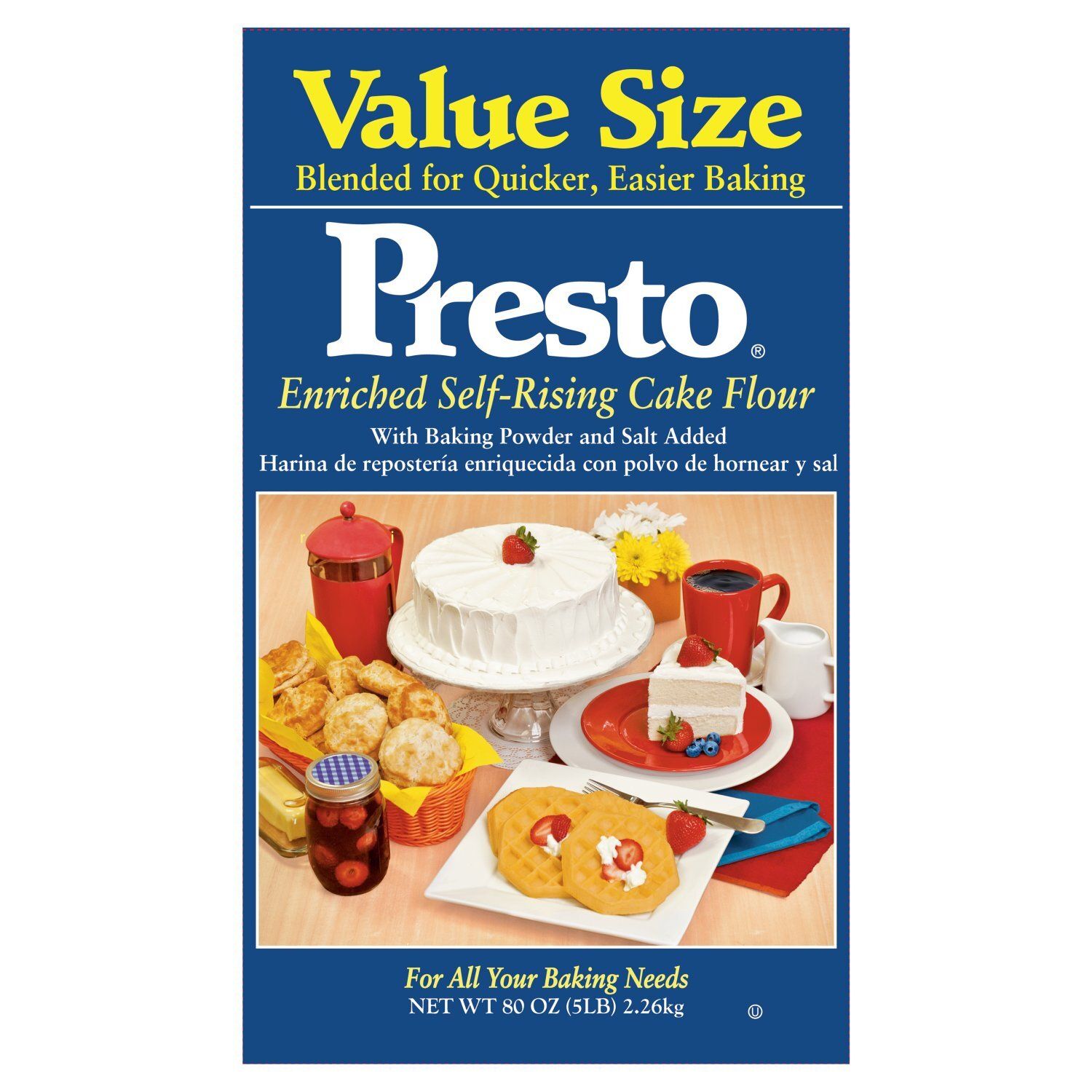 Presto Enriched Self-Rising Cake Flour Value Size, 80 oz