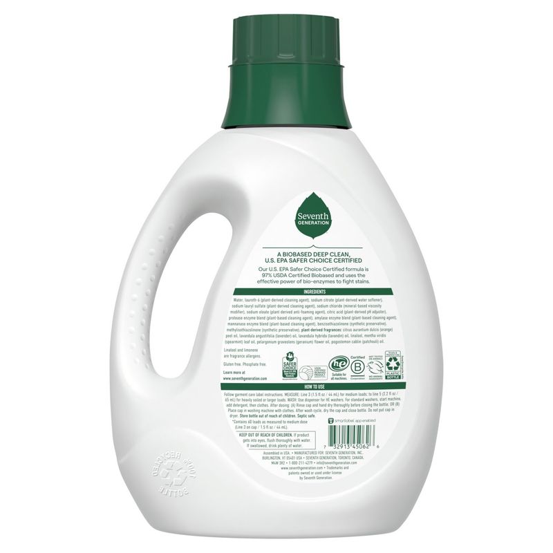Seventh Generation Fresh Lavender Scent Laundry Detergent, 60 loads, 90 fl oz liq