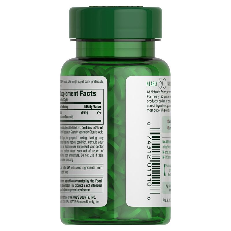 Nature's Bounty Potassium Dietary Supplement, 99 mg, 100 count