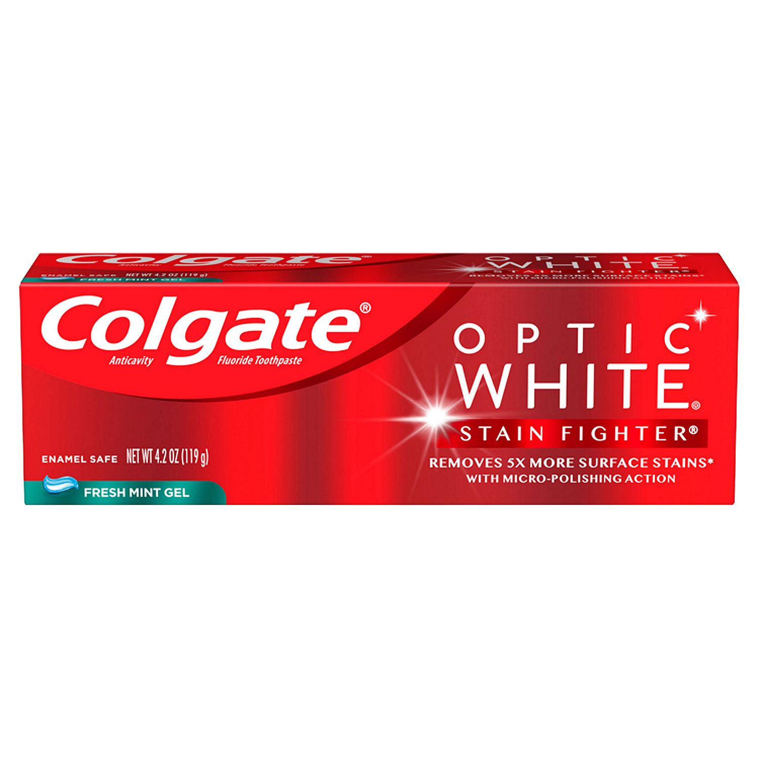 Colgate Optic White Stain Fighter Fresh Mint Gel Whitening Toothpaste 4.2 oz
