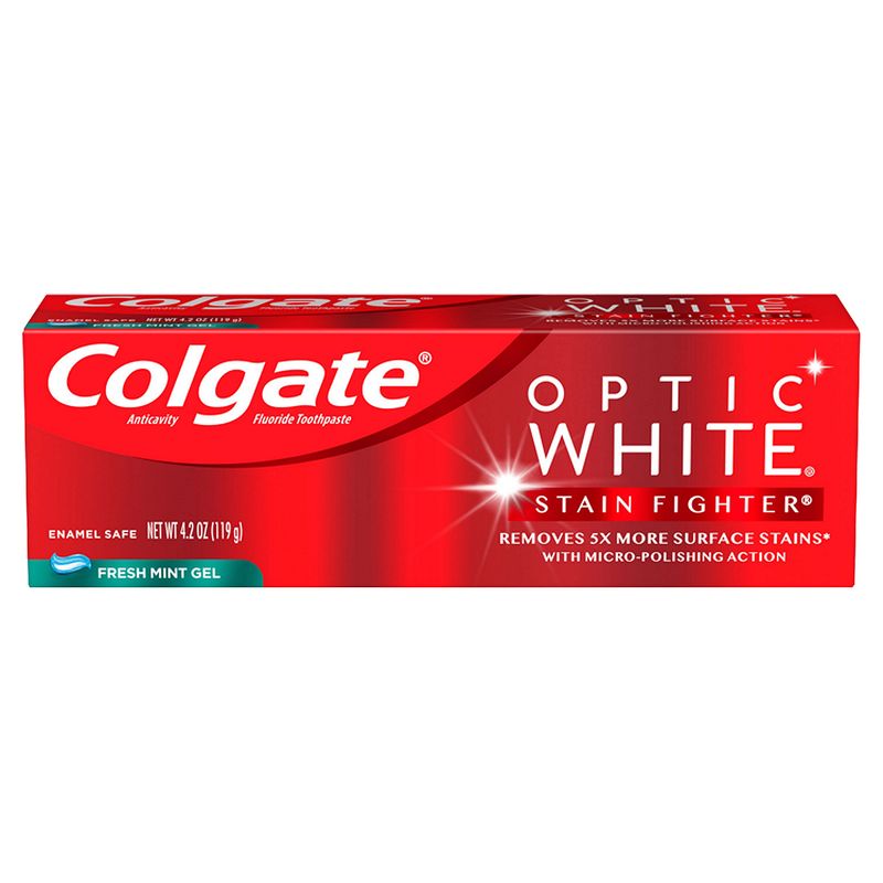 Colgate Optic White Stain Fighter Fresh Mint Gel Whitening Toothpaste 4.2 oz