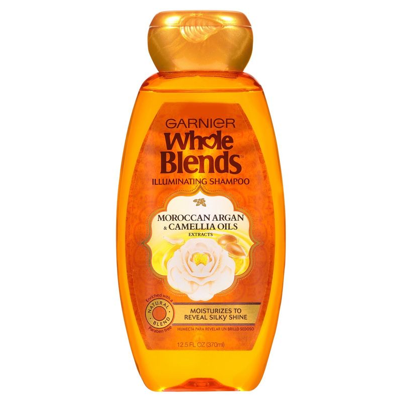 Garnier Whole Blends Shampoo with Moroccan Argan &amp; Camellia Oils Extracts For Dry Hair, 12.5 fl. oz.