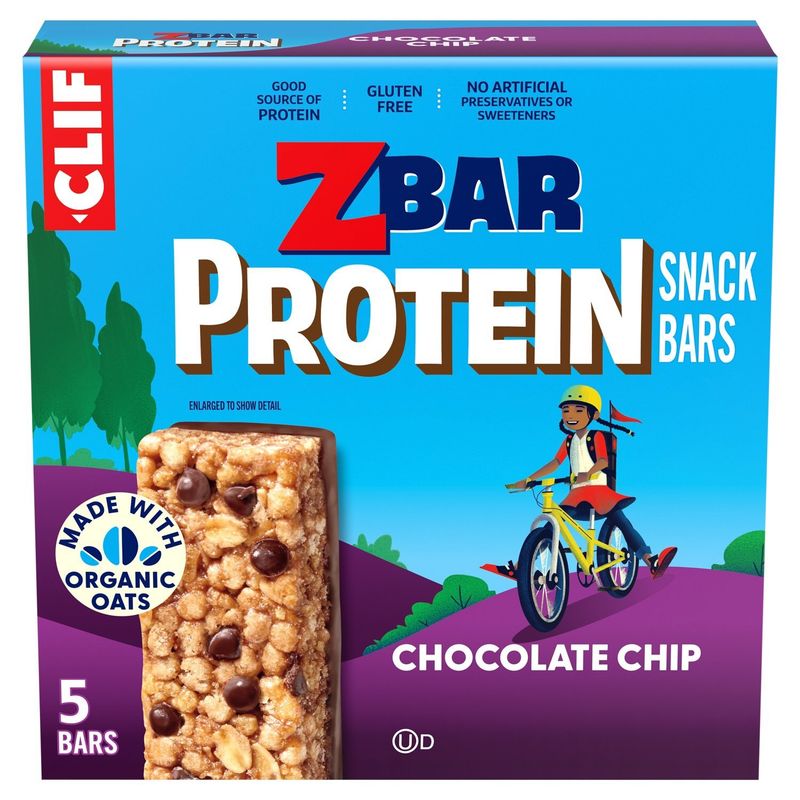 Clif ZBar Chocolate Chip Protein Snack Bars, 1.27 oz, 5 count