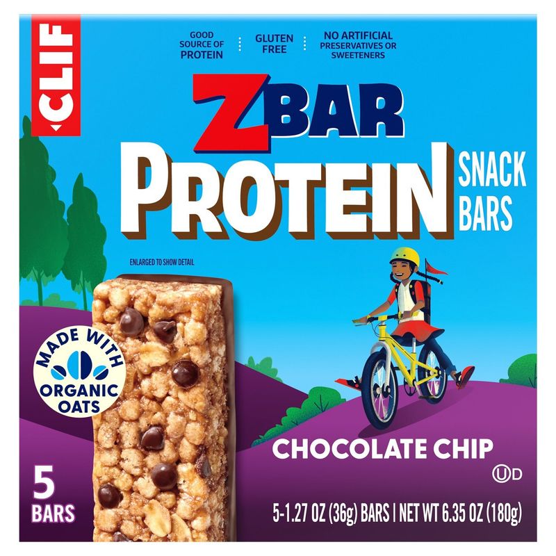 Clif ZBar Chocolate Chip Protein Snack Bars, 1.27 oz, 5 count