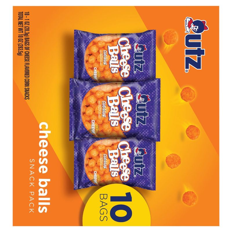 Utz Cheddar Cheese Balls Snack Pack, 1 oz, 10 count
