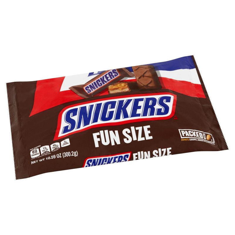 Snickers Peanuts, Caramel, Nougat Milk Chocolate Bar Fun Size, 10.59 oz