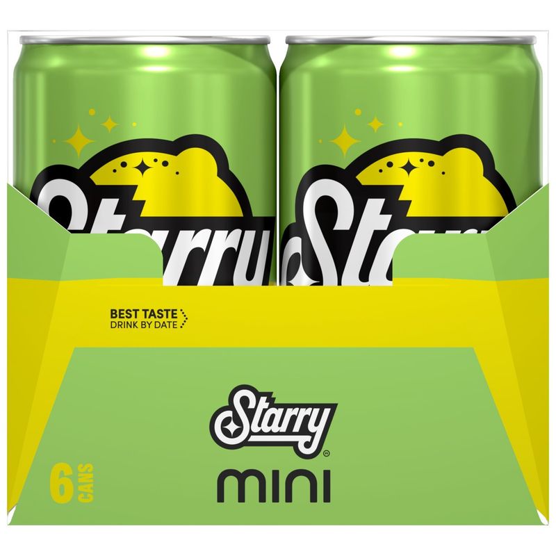 Starry Mini Soda Lemon Lime 7.5 Fl Oz, 6 Count