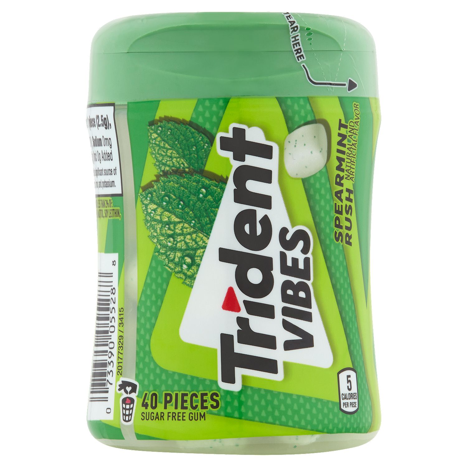 Trident Vibes Spearmint Rush Sugar Free Gum, 40 count