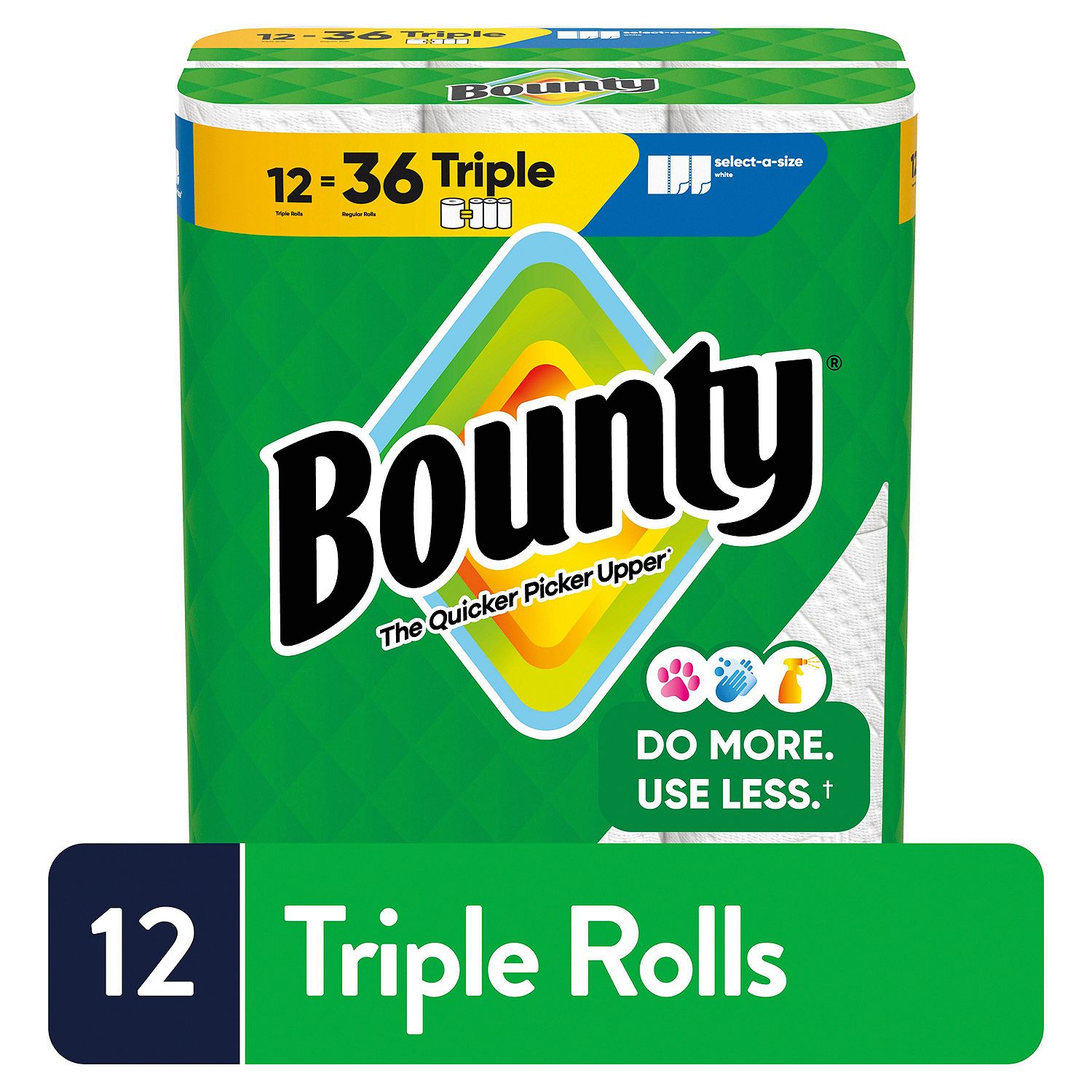 Bounty Triple Paper Towel Rolls, 12 count