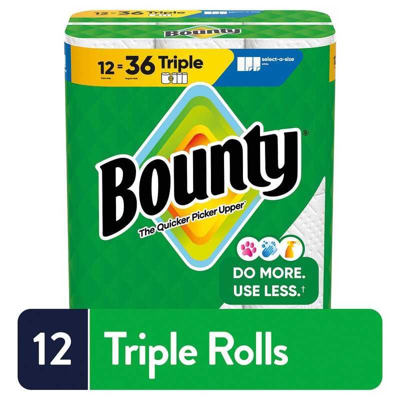 Bounty Triple Paper Towel Rolls, 12 count