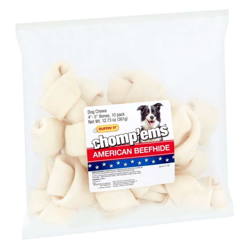 Ruffin' It Chomp'ems American Beefhide Dog Chews, 10 count, 12.73 oz