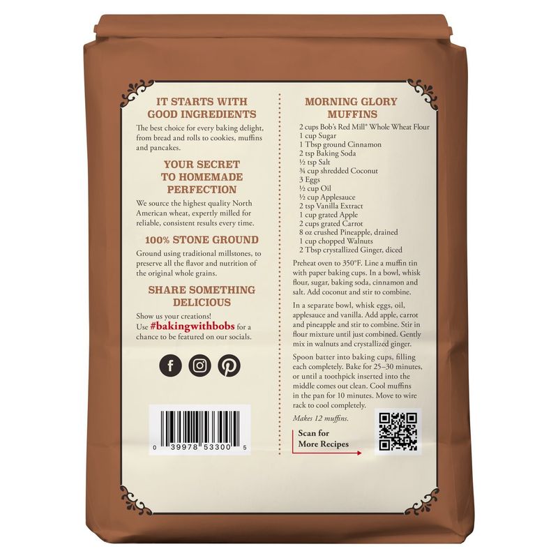 Bob's Red Mill Whole Wheat Flour, 5 lbs