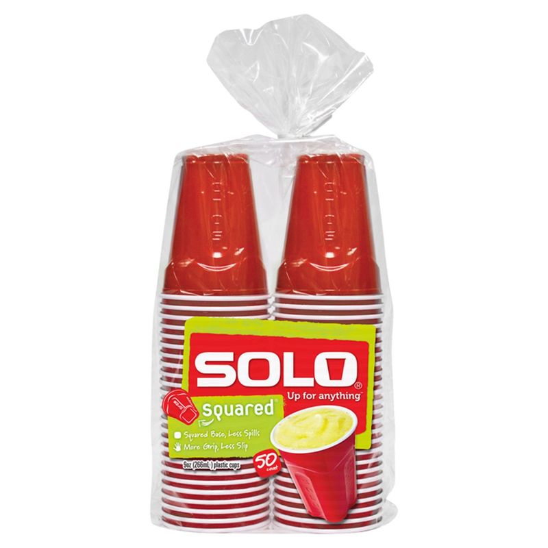 Solo Up for Anything 9 oz Squared Plastic Cups, 50 count