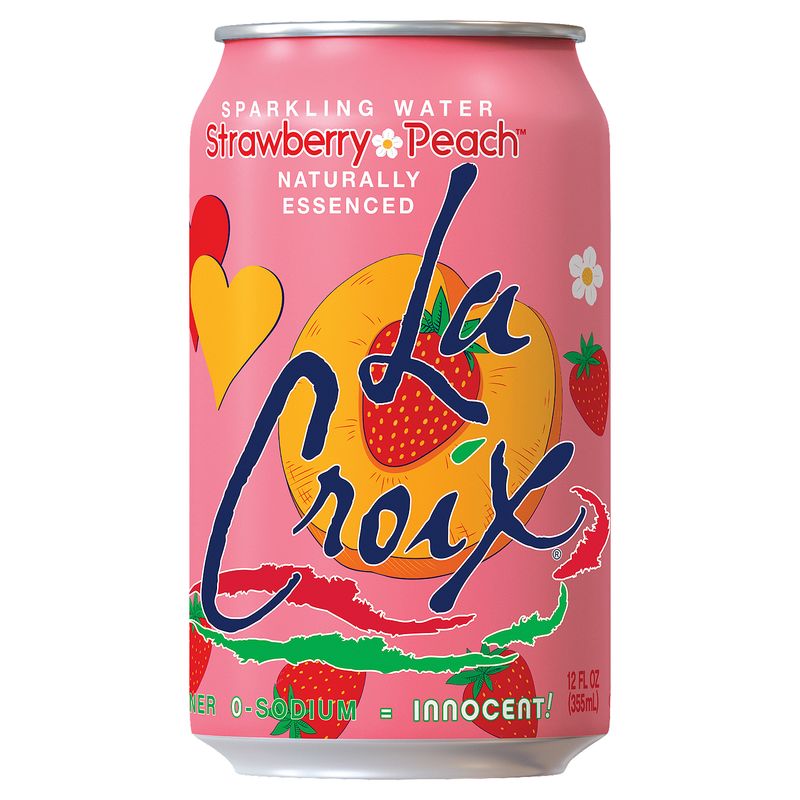LaCroix Naturally Strawberry Peach Essenced Sparkling Water, 12 fl oz, 12 count