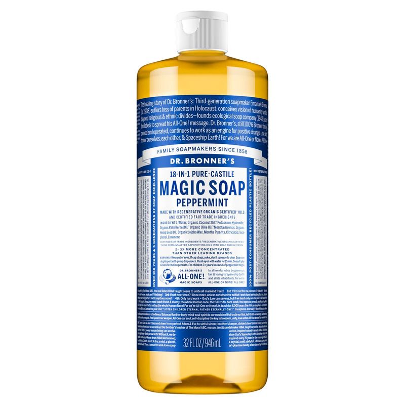 Dr. Bronner's 18-in-1 Pure-Castile Peppermint Magic Soap, 32 fl oz