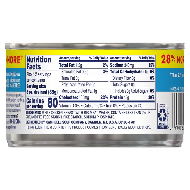 Swanson White Premium Chunk Chicken Breast with Rib Meat Packed in Water, 12.5 oz