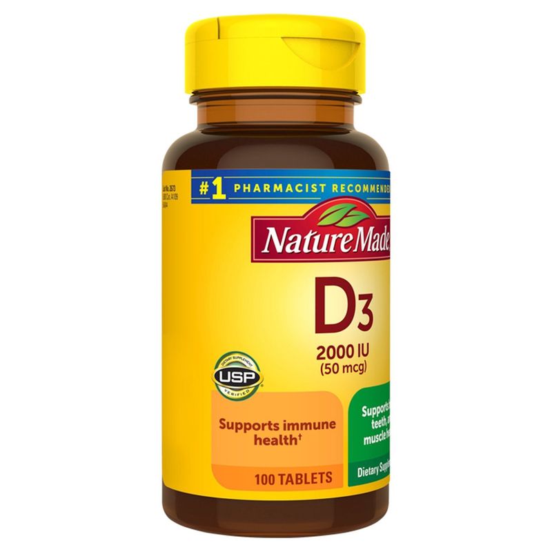 Nature Made Vitamin D3 2000 IU (50 mcg) Tablets, 100 Count