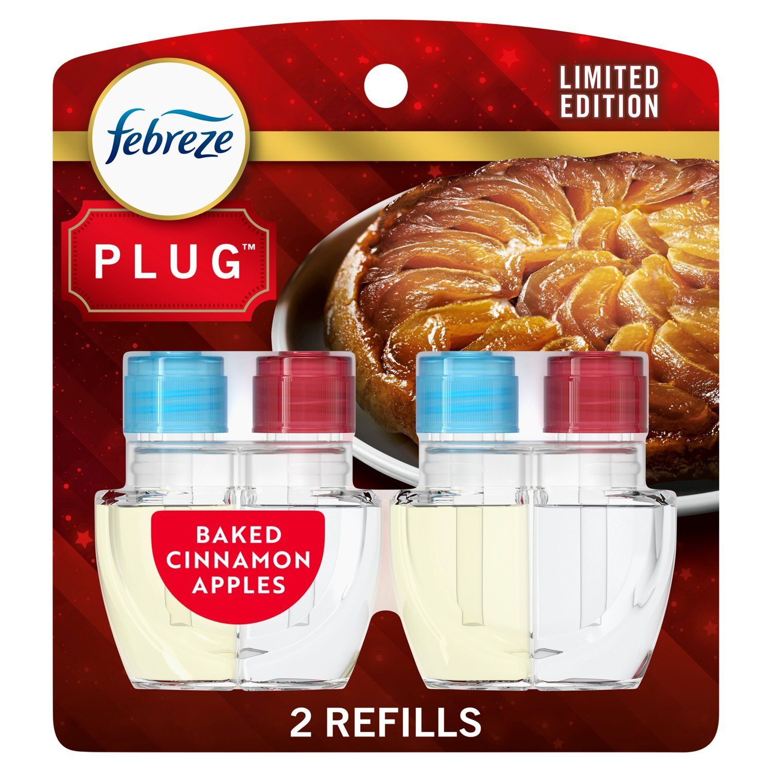 Febreze Plug Baked Cinnamon Apples Scented Oil Refill Limited Edition, 0.87 fl oz, 2 count