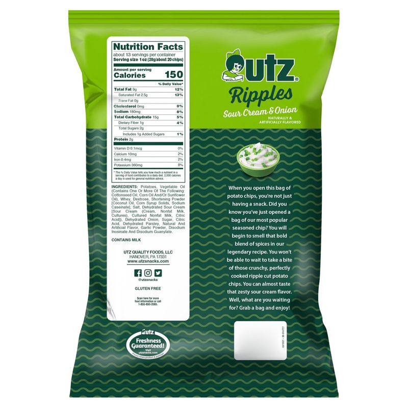 Utz Ripples Sour Cream &amp; Onion Potato Chips Party Size!, 12.5 oz