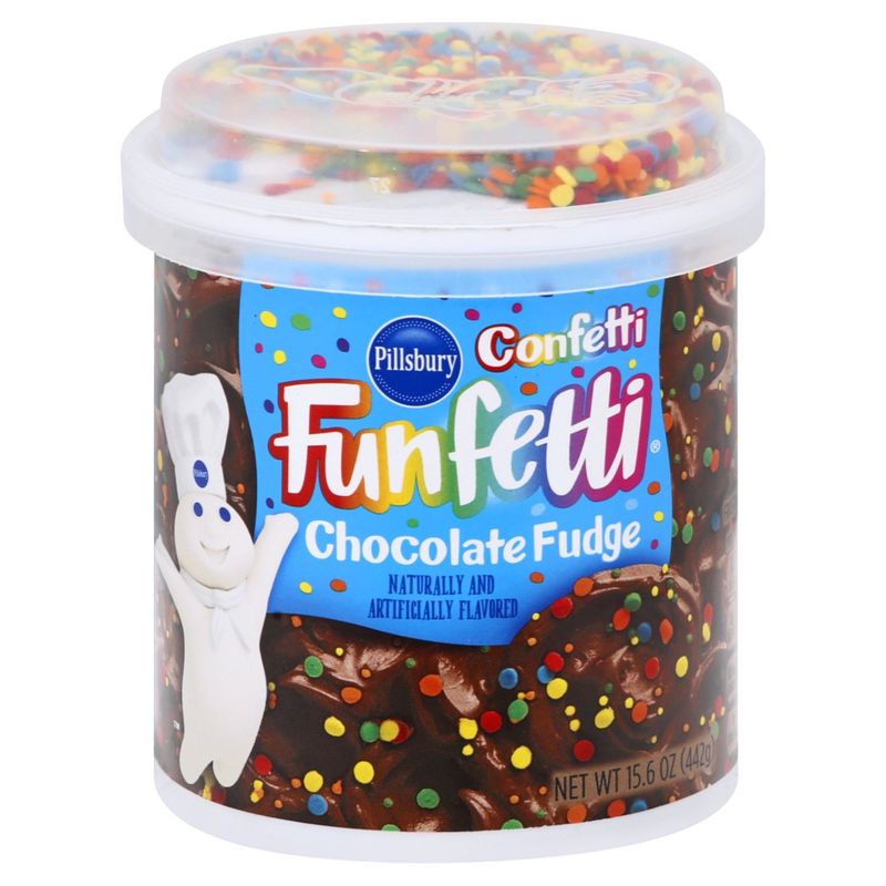 Pillsbury Funfetti Confetti Chocolate Fudge Frosting, 15.6 oz
