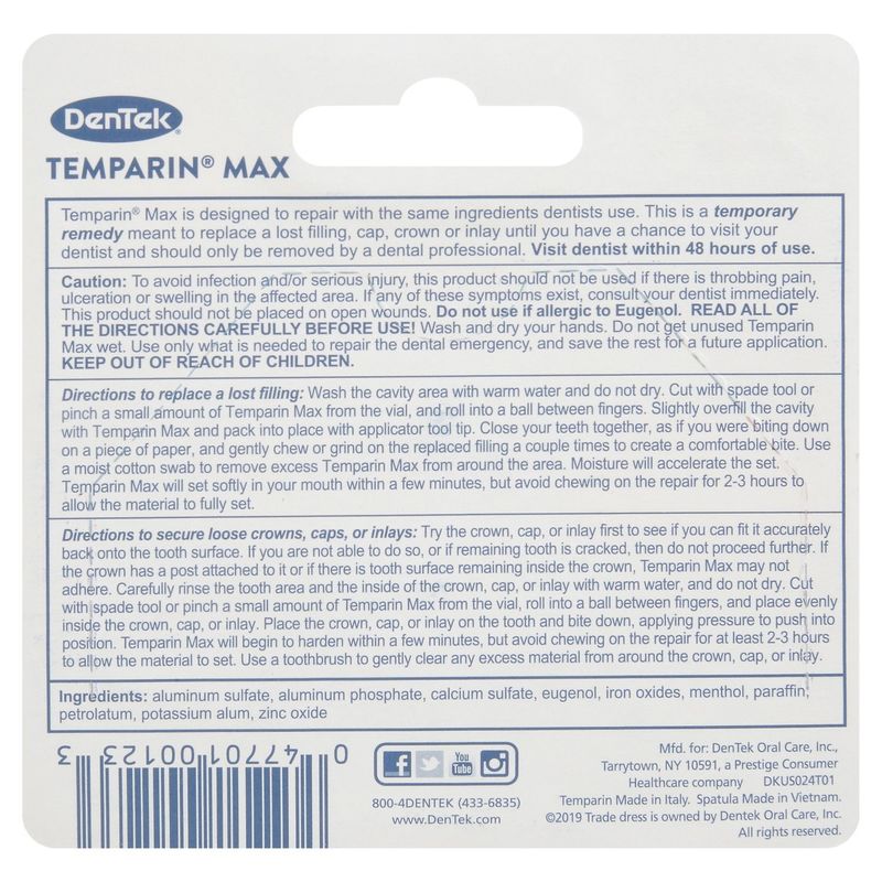DenTek Temparin Max Repair Kit Value Size, 0.09 oz