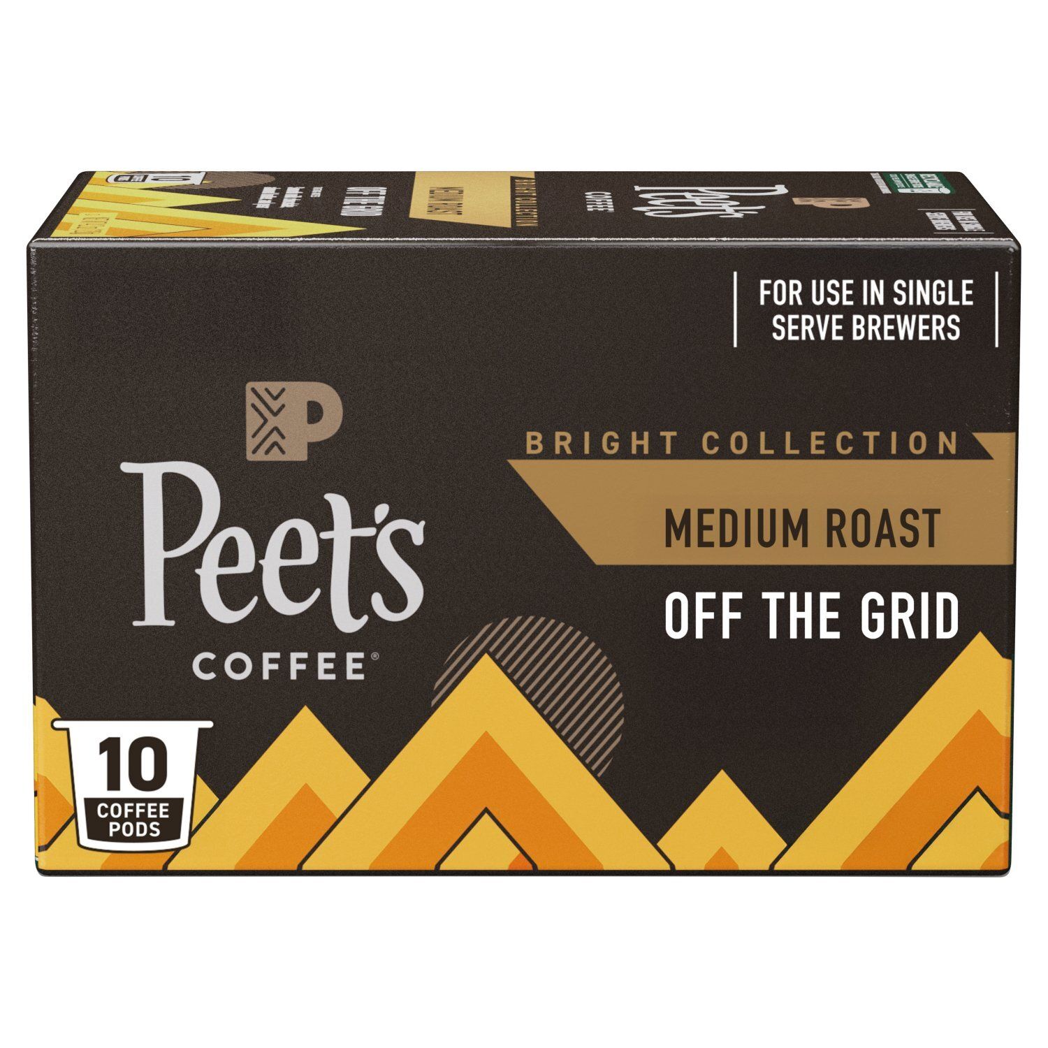 Peet's Coffee Bright Collection Off the Grid Medium Roast Coffee Pods, 10 count, 4.2 oz