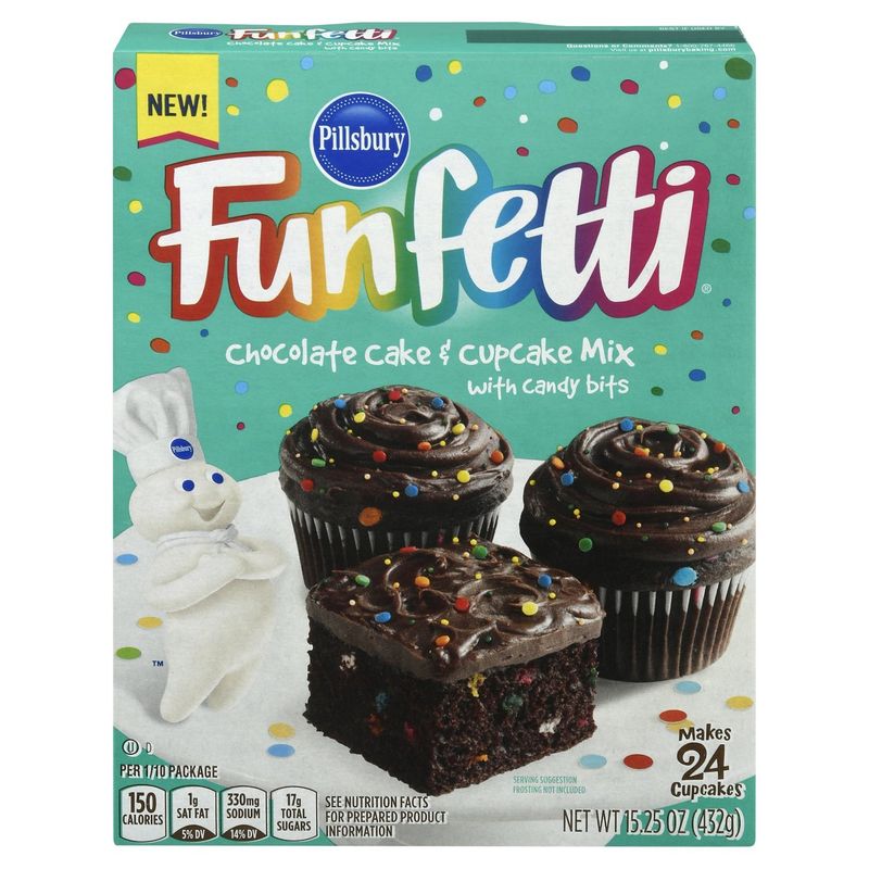 Pillsbury Funfetti Chocolate Cake &amp; Cupcake Mix with Candy Bits, 15.25 oz