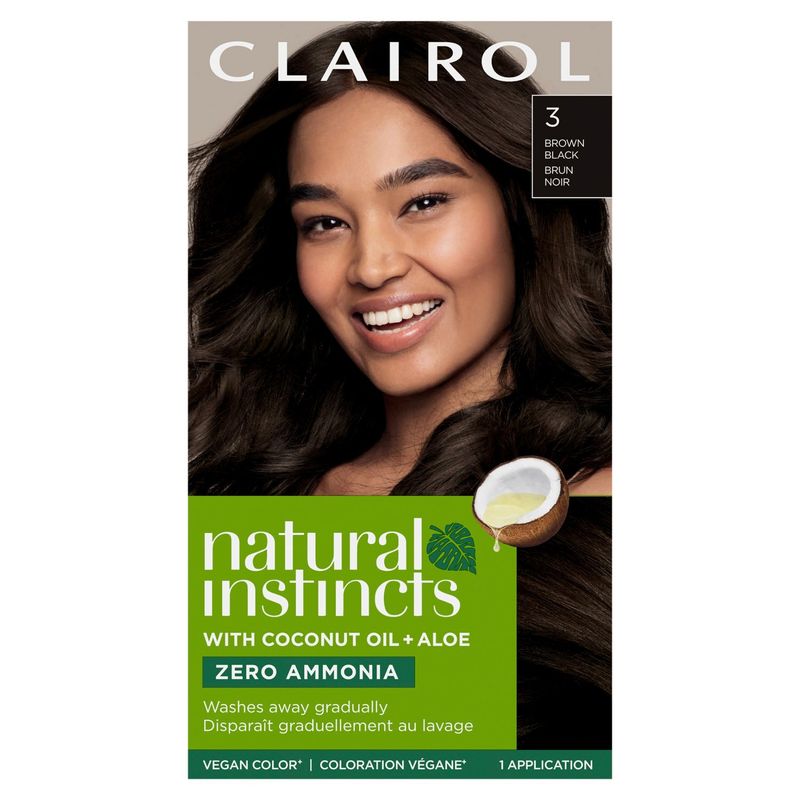 Clairol Natural Instincts 3 Brown Black Permanent Haircolor, 1 application