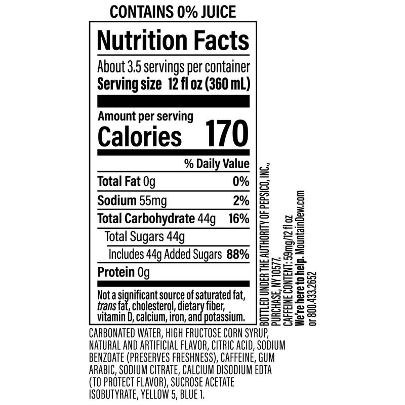 Mountain Dew Baja Blast Soda Tropical Lime 1.25 Liter